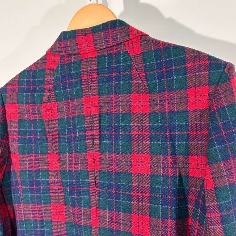 Pendleton Vintage Red & Green Tartan Wool Blazer Made in USA - small medium - Picture 8 of 8
